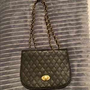 Black faux leather shoulder crossbody bag